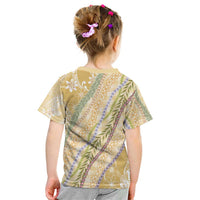Yellow Palaka Hawaii Leis Kid T Shirt Hawaiian-plaid Elegant Tropical Vibes - Polynesian Pride