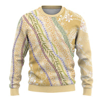 Yellow Palaka Hawaii Leis Ugly Christmas Sweater Hawaiian-plaid Elegant Tropical Vibes - Polynesian Pride