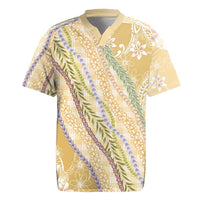 Yellow Palaka Hawaii Leis Rugby Jersey Hawaiian-plaid Elegant Tropical Vibes - Polynesian Pride