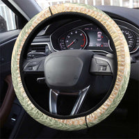 Yellow Palaka Hawaii Leis Steering Wheel Cover Hawaiian-plaid Elegant Tropical Vibes - Polynesian Pride