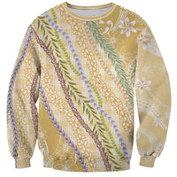 Yellow Palaka Hawaii Leis Sweatshirt Hawaiian-plaid Elegant Tropical Vibes - Polynesian Pride