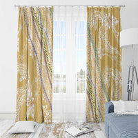 Yellow Palaka Hawaii Leis Window Curtain Hawaiian-plaid Elegant Tropical Vibes - Polynesian Pride