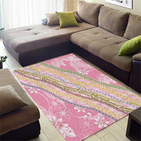 Pink Palaka Hawaii Leis Area Rug Hawaiian-plaid Elegant Tropical Vibes - Polynesian Pride