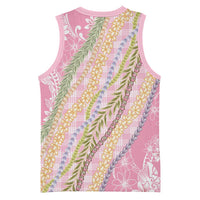 Pink Palaka Hawaii Leis Basketball Jersey Hawaiian-plaid Elegant Tropical Vibes - Polynesian Pride
