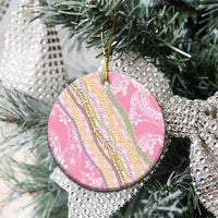 Pink Palaka Hawaii Leis Ceramic Ornament Hawaiian-plaid Elegant Tropical Vibes - Polynesian Pride
