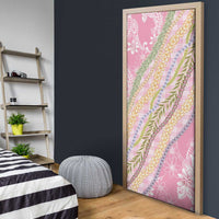 Pink Palaka Hawaii Leis Door Cover Hawaiian-plaid Elegant Tropical Vibes - Polynesian Pride