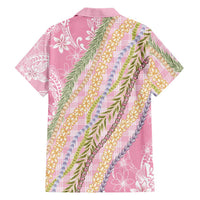 Pink Palaka Hawaii Leis Family Matching Long Sleeve Bodycon Dress and Hawaiian Shirt Hawaiian-plaid Elegant Tropical Vibes LT14 - Polynesian Pride