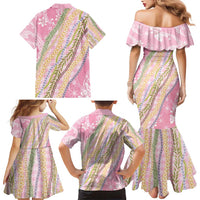 Pink Palaka Hawaii Leis Family Matching Mermaid Dress and Hawaiian Shirt Hawaiian-plaid Elegant Tropical Vibes LT14 - Polynesian Pride