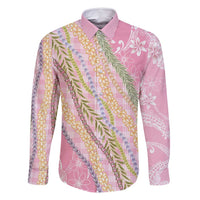 Pink Palaka Hawaii Leis Family Matching Mermaid Dress and Hawaiian Shirt Hawaiian-plaid Elegant Tropical Vibes LT14 Dad's Shirt - Long Sleeve Pink - Polynesian Pride