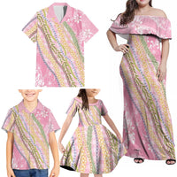 Pink Palaka Hawaii Leis Family Matching Off Shoulder Maxi Dress and Hawaiian Shirt Hawaiian-plaid Elegant Tropical Vibes LT14 - Polynesian Pride