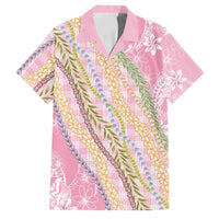 Pink Palaka Hawaii Leis Family Matching Off Shoulder Maxi Dress and Hawaiian Shirt Hawaiian-plaid Elegant Tropical Vibes LT14 Dad's Shirt - Short Sleeve Pink - Polynesian Pride