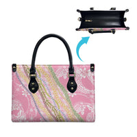Pink Palaka Hawaii Leis Leather Bag Hawaiian-plaid Elegant Tropical Vibes - Polynesian Pride