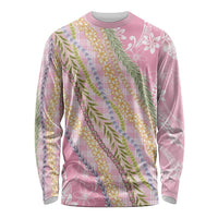 Pink Palaka Hawaii Leis Long Sleeve Shirt Hawaiian-plaid Elegant Tropical Vibes - Polynesian Pride