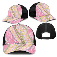 Pink Palaka Hawaii Leis Mesh Trucker Cap Hawaiian-plaid Elegant Tropical Vibes - Polynesian Pride