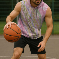 Pink Palaka Hawaii Leis Sleeveless Hoodie Hawaiian-plaid Elegant Tropical Vibes - Polynesian Pride