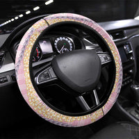 Pink Palaka Hawaii Leis Steering Wheel Cover Hawaiian-plaid Elegant Tropical Vibes - Polynesian Pride