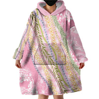 Pink Palaka Hawaii Leis Wearable Blanket Hoodie Hawaiian-plaid Elegant Tropical Vibes - Polynesian Pride
