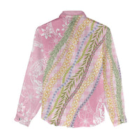 Pink Palaka Hawaii Leis Women Casual Shirt Hawaiian-plaid Elegant Tropical Vibes - Polynesian Pride