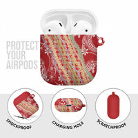 Red Palaka Hawaii Leis AirPods Case Hawaiian-plaid Elegant Tropical Vibes - Polynesian Pride