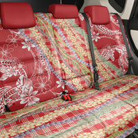 Red Palaka Hawaii Leis Back Car Seat Cover Hawaiian-plaid Elegant Tropical Vibes - Polynesian Pride