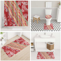 Red Palaka Hawaii Leis Bathroom Set Hawaiian-plaid Elegant Tropical Vibes - Polynesian Pride