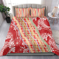 Red Palaka Hawaii Leis Bedding Set Hawaiian-plaid Elegant Tropical Vibes - Polynesian Pride