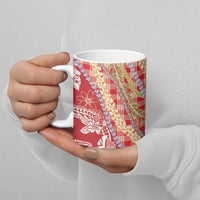 Red Palaka Hawaii Leis Ceramic Mug Hawaiian-plaid Elegant Tropical Vibes - Polynesian Pride