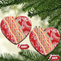 Red Palaka Hawaii Leis Ceramic Ornament Hawaiian-plaid Elegant Tropical Vibes - Polynesian Pride