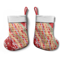 Red Palaka Hawaii Leis Christmas Stocking Hawaiian-plaid Elegant Tropical Vibes - Polynesian Pride