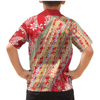 Red Palaka Hawaii Leis Family Matching Mermaid Dress and Hawaiian Shirt Hawaiian-plaid Elegant Tropical Vibes LT14 - Polynesian Pride