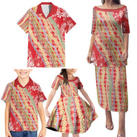 Red Palaka Hawaii Leis Family Matching Puletasi and Hawaiian Shirt Hawaiian-plaid Elegant Tropical Vibes LT14 - Polynesian Pride