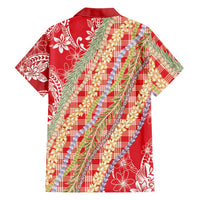 Red Palaka Hawaii Leis Family Matching Short Sleeve Bodycon Dress and Hawaiian Shirt Hawaiian-plaid Elegant Tropical Vibes LT14 - Polynesian Pride