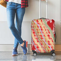 Red Palaka Hawaii Leis Luggage Cover Hawaiian-plaid Elegant Tropical Vibes - Polynesian Pride