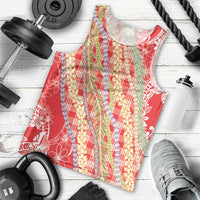 Red Palaka Hawaii Leis Men Tank Top Hawaiian-plaid Elegant Tropical Vibes - Polynesian Pride