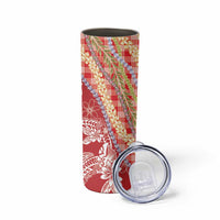 Red Palaka Hawaii Leis Skinny Tumbler Hawaiian-plaid Elegant Tropical Vibes - Polynesian Pride