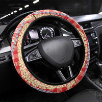 Red Palaka Hawaii Leis Steering Wheel Cover Hawaiian-plaid Elegant Tropical Vibes - Polynesian Pride