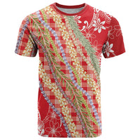 Red Palaka Hawaii Leis T Shirt Hawaiian-plaid Elegant Tropical Vibes - Polynesian Pride
