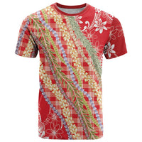 Red Palaka Hawaii Leis T Shirt Hawaiian-plaid Elegant Tropical Vibes - Polynesian Pride