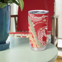 Red Palaka Hawaii Leis Tumbler Cup Hawaiian-plaid Elegant Tropical Vibes - Polynesian Pride