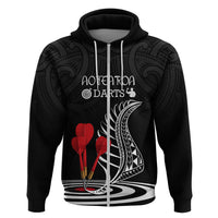 Personalised New Zealand Darts Zip Hoodie Aotearoa Maori Fern Bring It On LT14 Zip Hoodie Black - Polynesian Pride