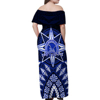 Tonga Tupou College And Queen Salote College Family Matching Off Shoulder Maxi Dress and Hawaiian Shirt Tongan Ngatu Pattern LT14 - Polynesian Pride