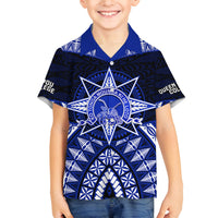 Tonga Tupou College And Queen Salote College Family Matching Tank Maxi Dress and Hawaiian Shirt Tongan Ngatu Pattern LT14 Son's Shirt Blue - Polynesian Pride