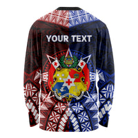 Personalised Tupou College And Kolisi Tonga Atele Long Sleeve Shirt Tongan Ngatu Pattern LT14 - Polynesian Pride