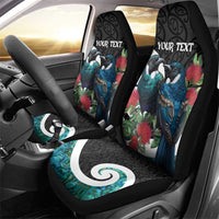 Personalised Valentine's Day New Zealand Car Seat Cover Tui Bird Couple Kowhaiwhai Mix Pohutukawa LT14 - Polynesian Pride
