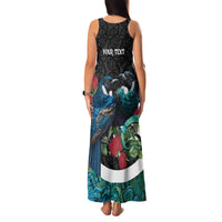 Personalised Valentine's Day New Zealand Family Matching Tank Maxi Dress and Hawaiian Shirt Tui Bird Couple Kowhaiwhai Mix Pohutukawa