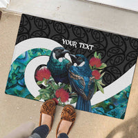 Personalised Valentine's Day New Zealand Rubber Doormat Tui Bird Couple Kowhaiwhai Mix Pohutukawa LT14 - Polynesian Pride