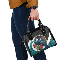 Personalised Valentine's Day New Zealand Shoulder Handbag Tui Bird Couple Kowhaiwhai Mix Pohutukawa