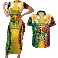 Vanuatu Independence Day Couples Matching Short Sleeve Bodycon Dress and Hawaiian Shirt Long God Yumi Stanap Happy 45th Anniversary LT14 Reggae - Polynesian Pride