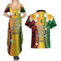 Vanuatu Independence Day Couples Matching Summer Maxi Dress and Hawaiian Shirt Long God Yumi Stanap Happy 46th Anniversary LT14 - Polynesian Pride