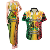 Vanuatu Independence Day Couples Matching Tank Maxi Dress and Hawaiian Shirt Long God Yumi Stanap Happy 46th Anniversary LT14 Reggae - Polynesian Pride
